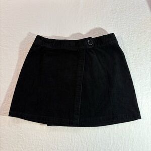 Black Corduroy Wrap Mini Skirt M • Y2K Fall Cozy Aesthetic • Sky & Sparrow